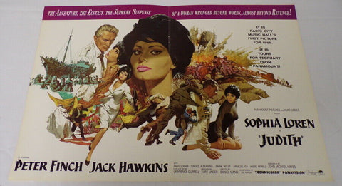 VINTAGE 1965 Judith 12x18" Industry Poster Ad Sophia Loren Peter Finch