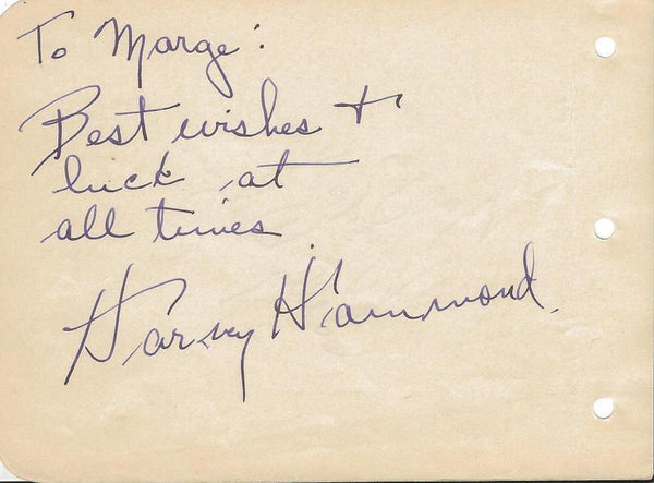 Harvey Hammond + 1 Signed Vintage Album Page Century Theatre