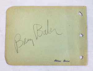 Benny Baker Signed Vintage Album Page