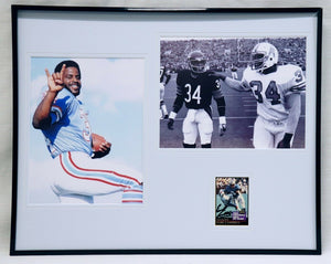 Earl Campbell Signed Framed 16x20 Photo Display Oilers w/ Walter Payton