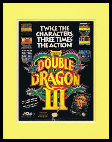 Double Dragon III NES Nintendo Framed 11x14 ORIGINAL Advertisement