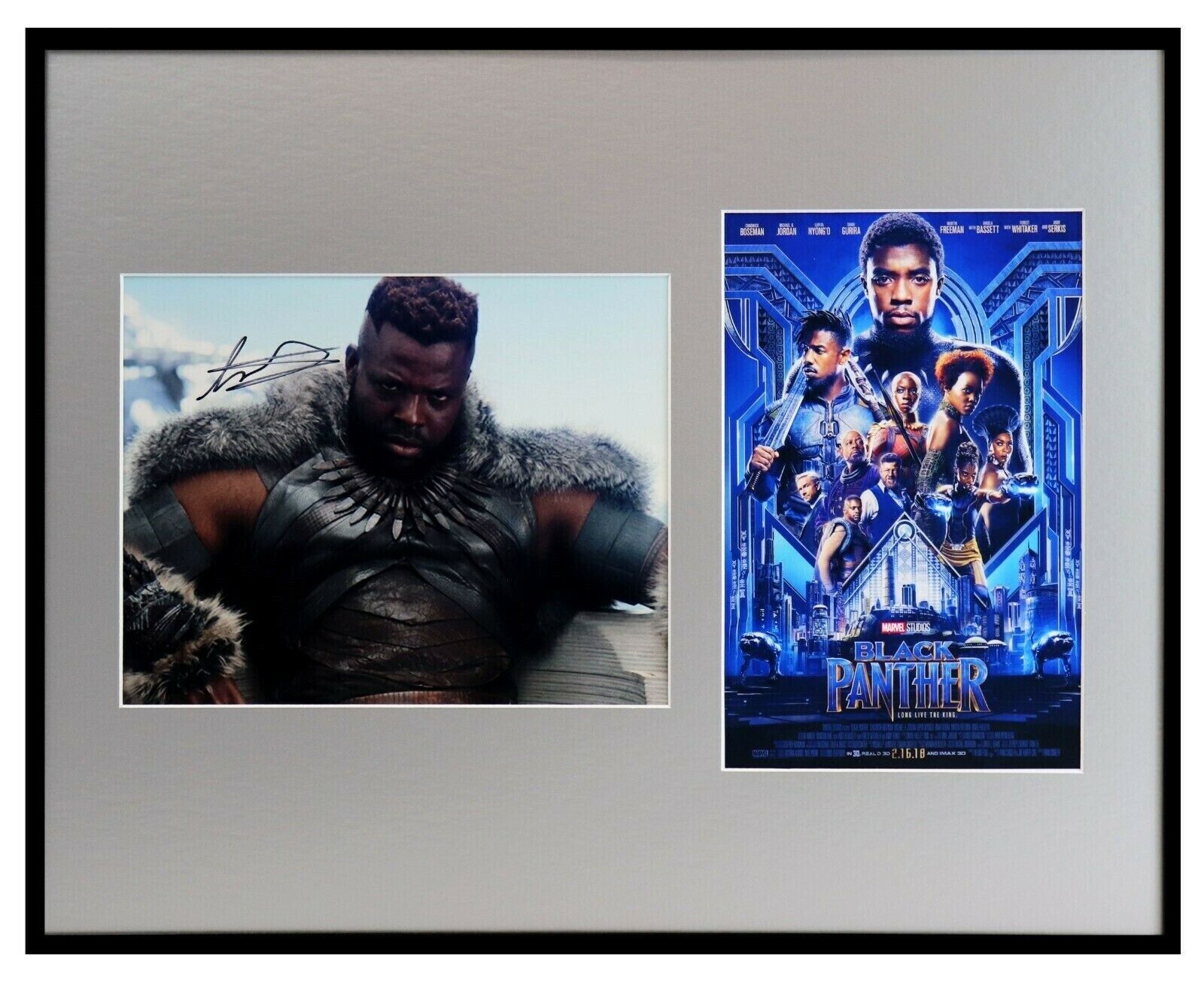 Winston Duke Signed Framed 16x20 Black Panther Photo Poster Set AW  