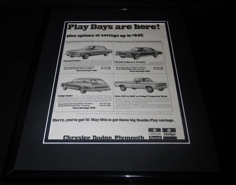 1979 Chrysler Dodge Plymouth Play Days 11x14 Framed ORIGINAL Advertisement