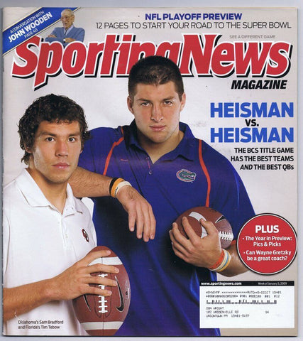 ORIGINAL Vintage January 5 2009 Sporting News Magazine Sam Bradford Oklahoma