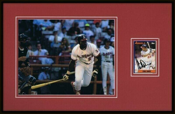 Chili Davis Signed Framed 11x17 Photo Display Angels 