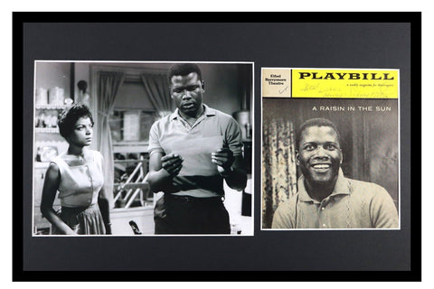 Sidney Poitier Signed Framed 12x18 Playbill & Photo Display