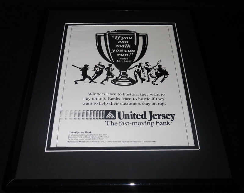 Vince Lombardi 1989 United Jersey Bank 11x14 Framed ORIGINAL Advertisement 