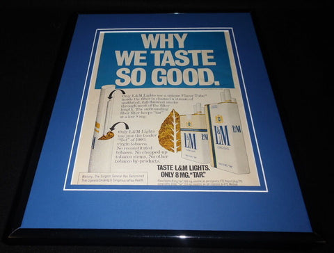 1976 L&M Flavor Lights Cigarettes Framed 11x14 ORIGINAL Advertisement 