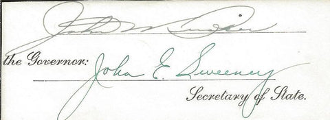 Ohio Governor John Bricker & Secretary / State John Sweeney Signed Card JSA