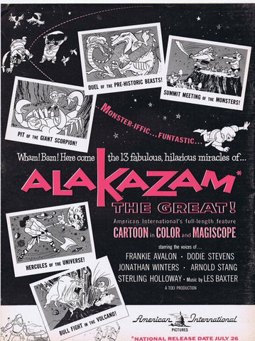 Alakazam ORIGINAL Vintage 1961 9x12 Industry Ad Frankie Avalon Dodie Stevens