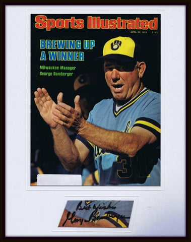 George Bamberger Signed Framed 1979 Sports Illustrated Cover Display Brewers