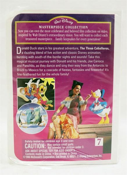 VINTAGE SEALED 1996 McDonald's Three Caballeros Mini VHS Box + Figure Set