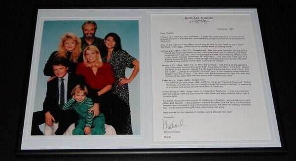 Michael Gross Signed Framed Typed Letter & Photo Display Family Ties