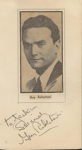 Guy Robertson Signed 3x6 Index Card