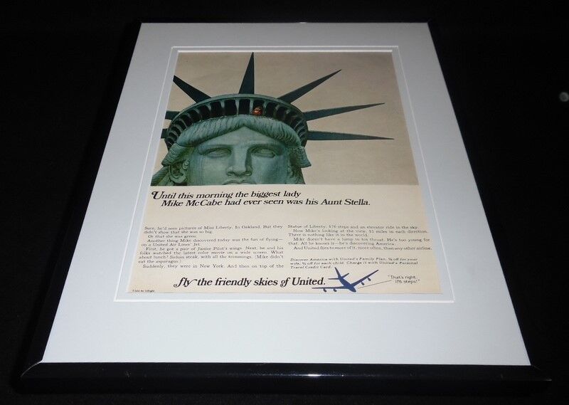 1966 United Airlines Statue of Liberty Framed 11x14 ORIGINAL Advertisement 