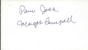 Margot Campbell Signed 3x5 Index Card 