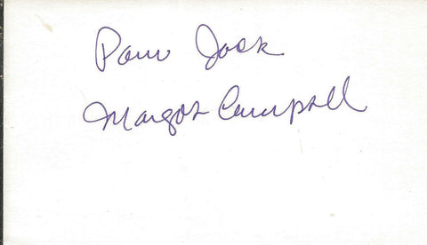 Margot Campbell Signed 3x5 Index Card 