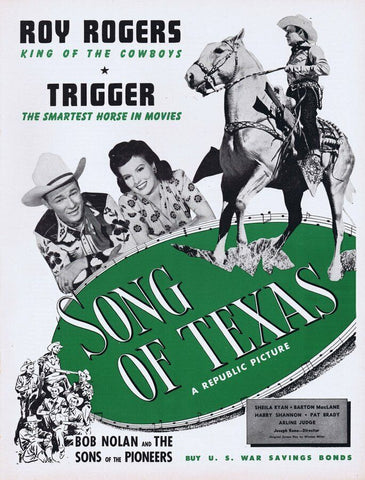 Song of Texas 1943 WWII Era ORIGINAL Vintage 9x12 Industry Ad Roy Rogers Trigger