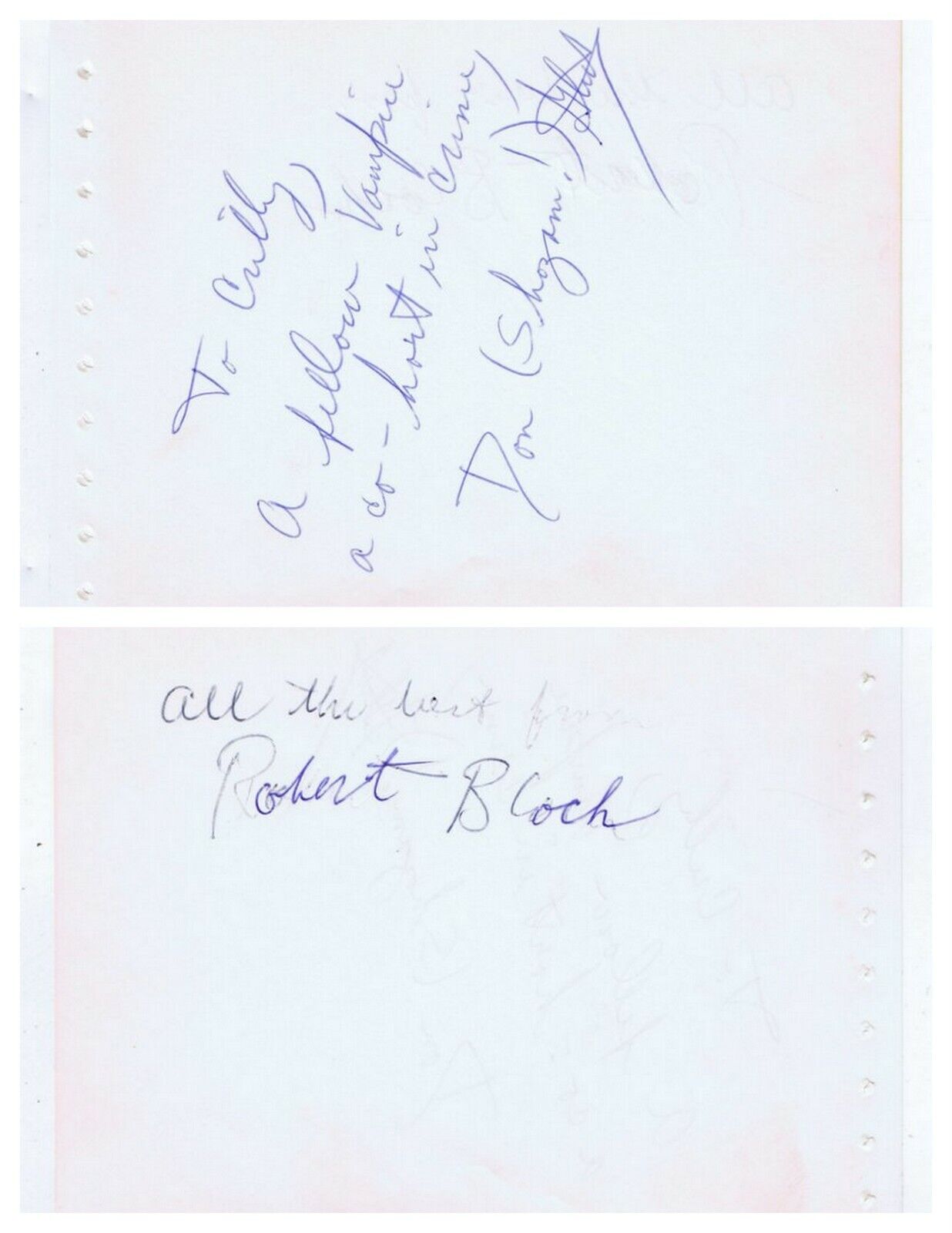 Donald Don Glut / Robert Block Signed Vintage Album Page Empire Strikes Back