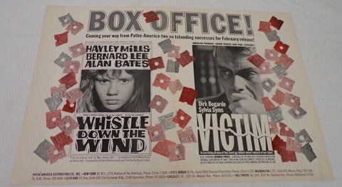 ORIGINAL 1962 Whitsle Down the Wind 12x18 Industry Ad Poster Hayley Mills