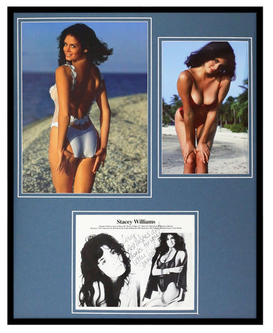 Stacey Williams Signed Framed 16x20 Photo & Vintage Elite Model Card Display