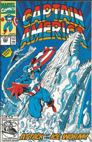 Captain America #384 ORIGINAL Vintage 1991 Marvel Comics Ice Worm