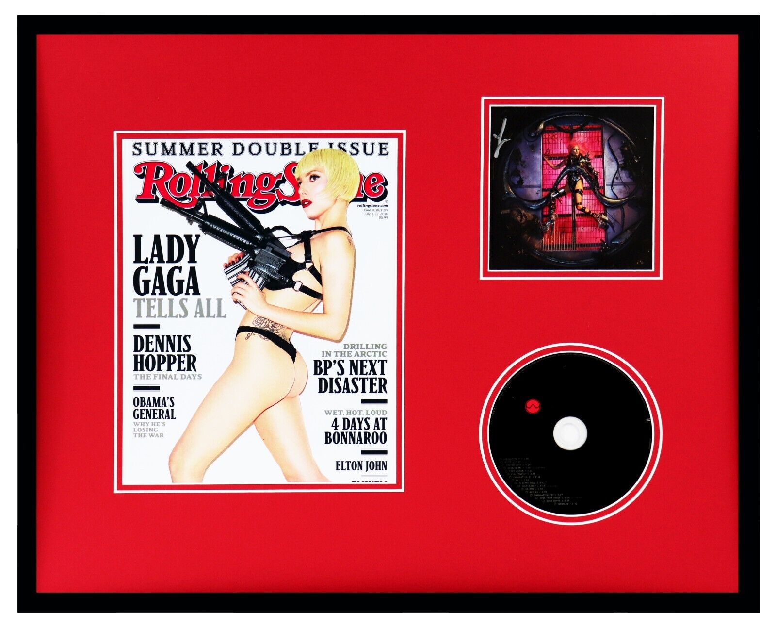 Lady Gaga Signed Framed 16x20 Chromatica CD & Rolling Stone Cover Display