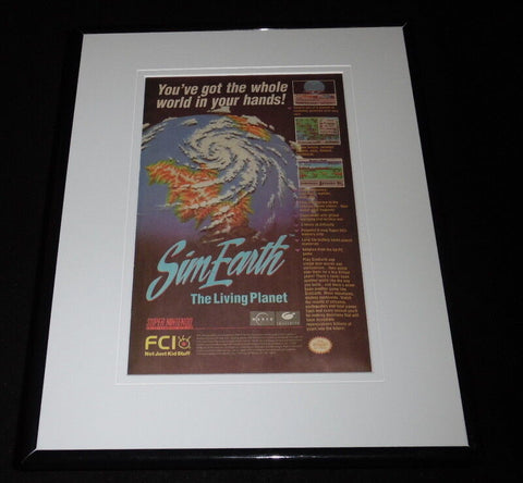 Sim Earth 1993 SNES 11x14 Framed ORIGINAL Vintage Advertisement FCI