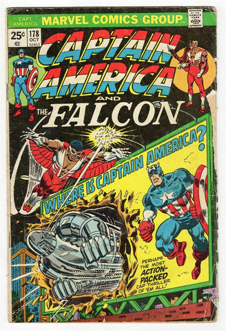 Captain America #178 ORIGINAL Vintage 1974 Marvel Comics Falcon