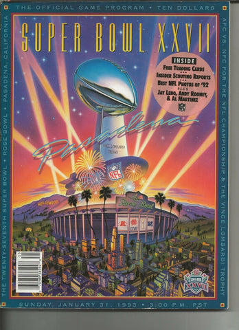 ORIGINAL Vintage 1993 Super Bowl XXVII Game Program Cowboys vs Bills Aikman MVP