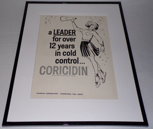 1962 Coricidrin / Schering Corp New Jersey 11x14 Framed ORIGINAL Advertisement 