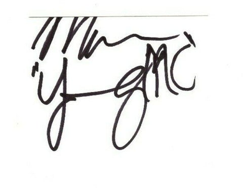 Young MC Signed 2x3 Index Card Bust a Move Marvin Young