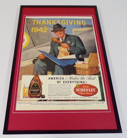 1942 Schenley Whiskey Framed 11x17 ORIGINAL Vintage Advertising Poster