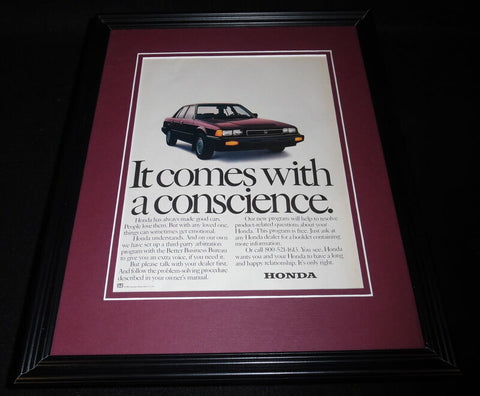 1984 Honda Comes with a Conscience 11x14 Framed ORIGINAL Vintage Advertisement 