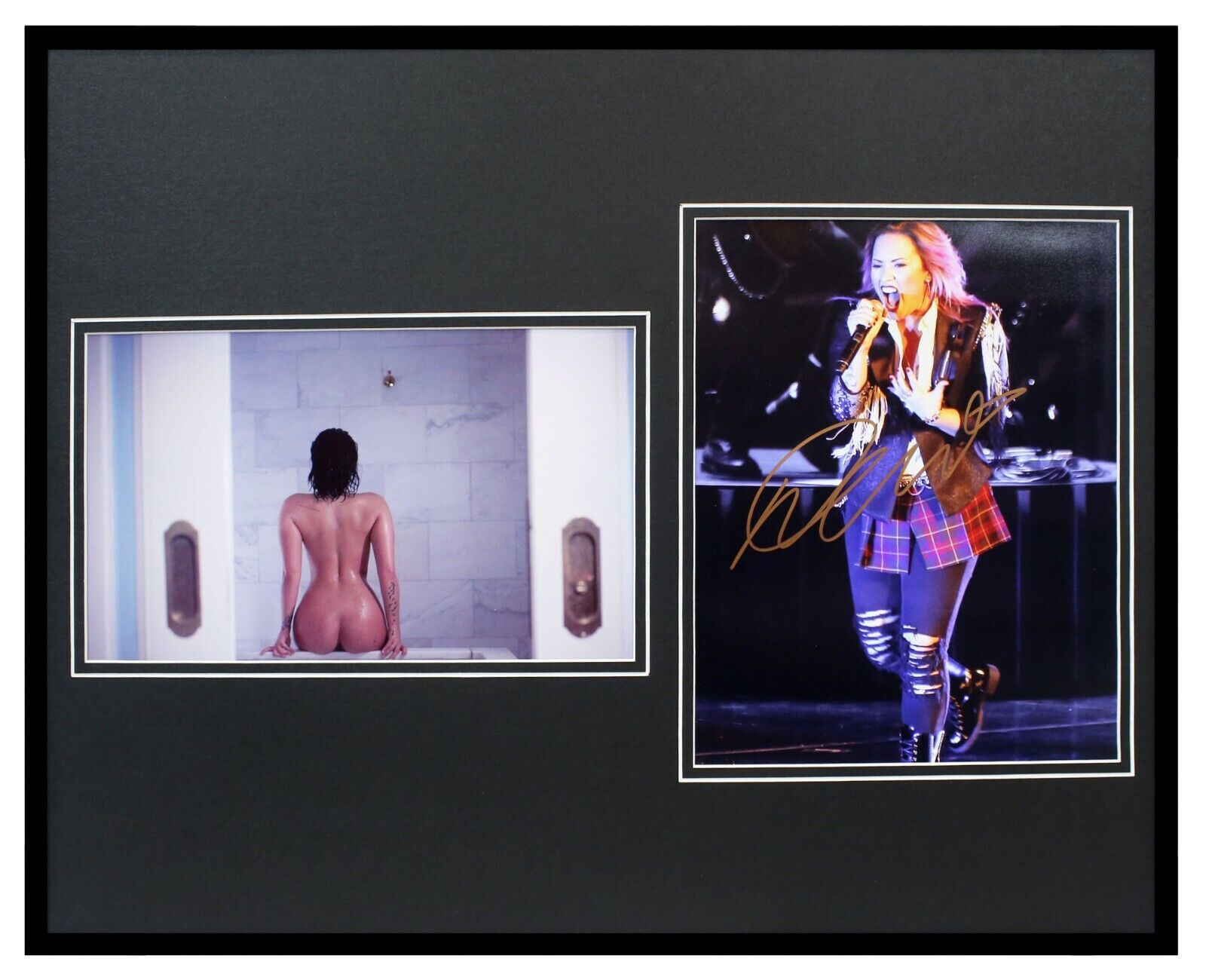 Demi Lovato Signed Framed 16x20 Bathtub Photo Display JSA