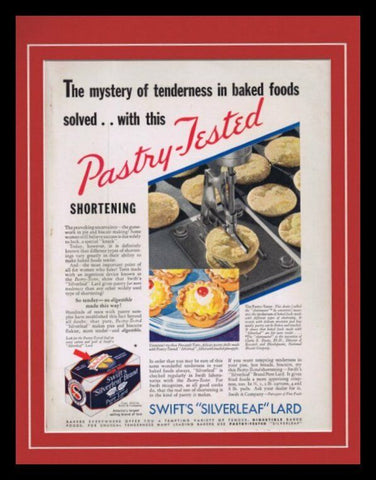 1932 Swift's Silverleaf Lard Framed 11x14 ORIGINAL Vintage Advertisement