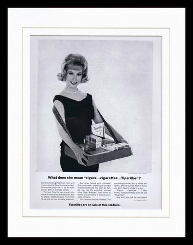 1965 Tiparillo Cigar Girl Football Framed 11x14 ORIGINAL Vintage Advertisement 