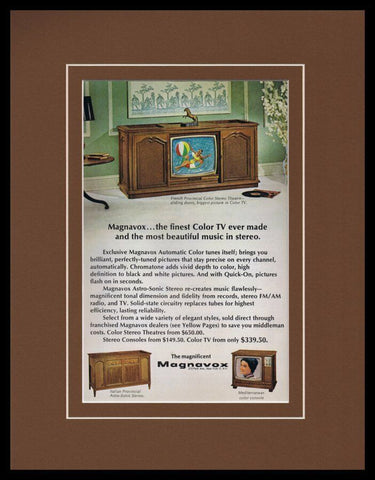 1967 Magnavox Color TV Framed 11x14 ORIGINAL Vintage Advertisement 