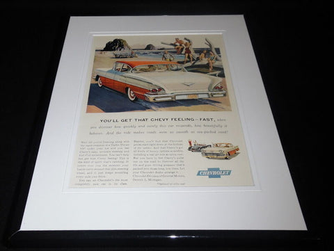 1958 Chevrolet V8 Framed 11x14 ORIGINAL Vintage Advertisement 