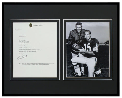 Bart Starr Signed Framed 16x20 Typed 2008 Letter + Photo Display Packers