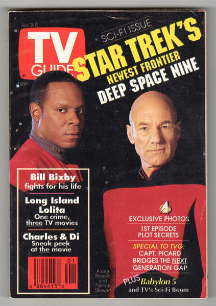 VINTAGE Jan 2 1993 TV Guide Star Trek DS9 Avery Brooks Patrick Stewart