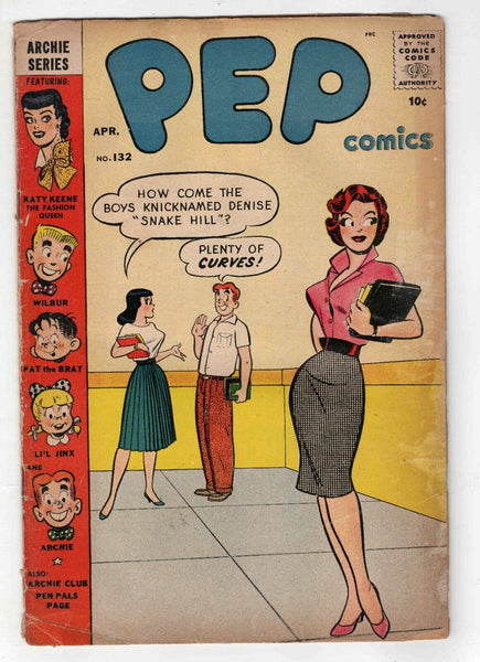 Pep Comics #132 VINTAGE 1959 Archie Comics GGA Headlights Denise Katy Keene