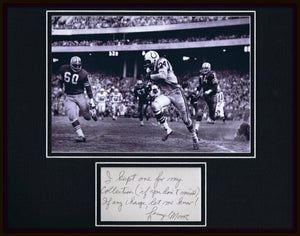 Lenny Moore Signed Framed 11x14 Note & Photo Display JSA Colts