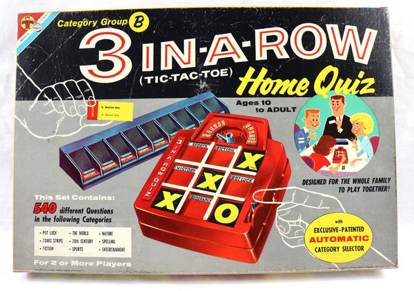 VINTAGE 1960 Transogram 3 in a Row Home Quiz Board Game