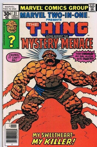 Marvel Two-in-One #31 ORIGINAL Vintage 1977 Thing Mystery Menace