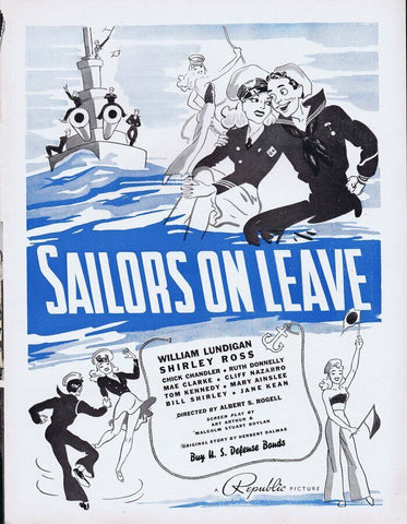 Sailors on Leave 1941 WWII Era ORIGINAL Vintage 9x12 Industry Ad Shirley Ross