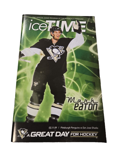 Feb 11 2009 Sharks @ Penguins Program Mark Eaton Marc Andre Fleury Win 36 Saves