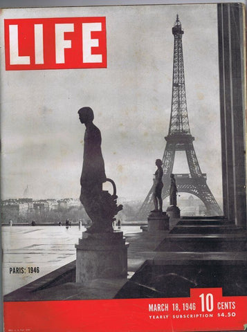 ORIGINAL Vintage Life Magazine March 18 1946 Eiffel Tower Paris France