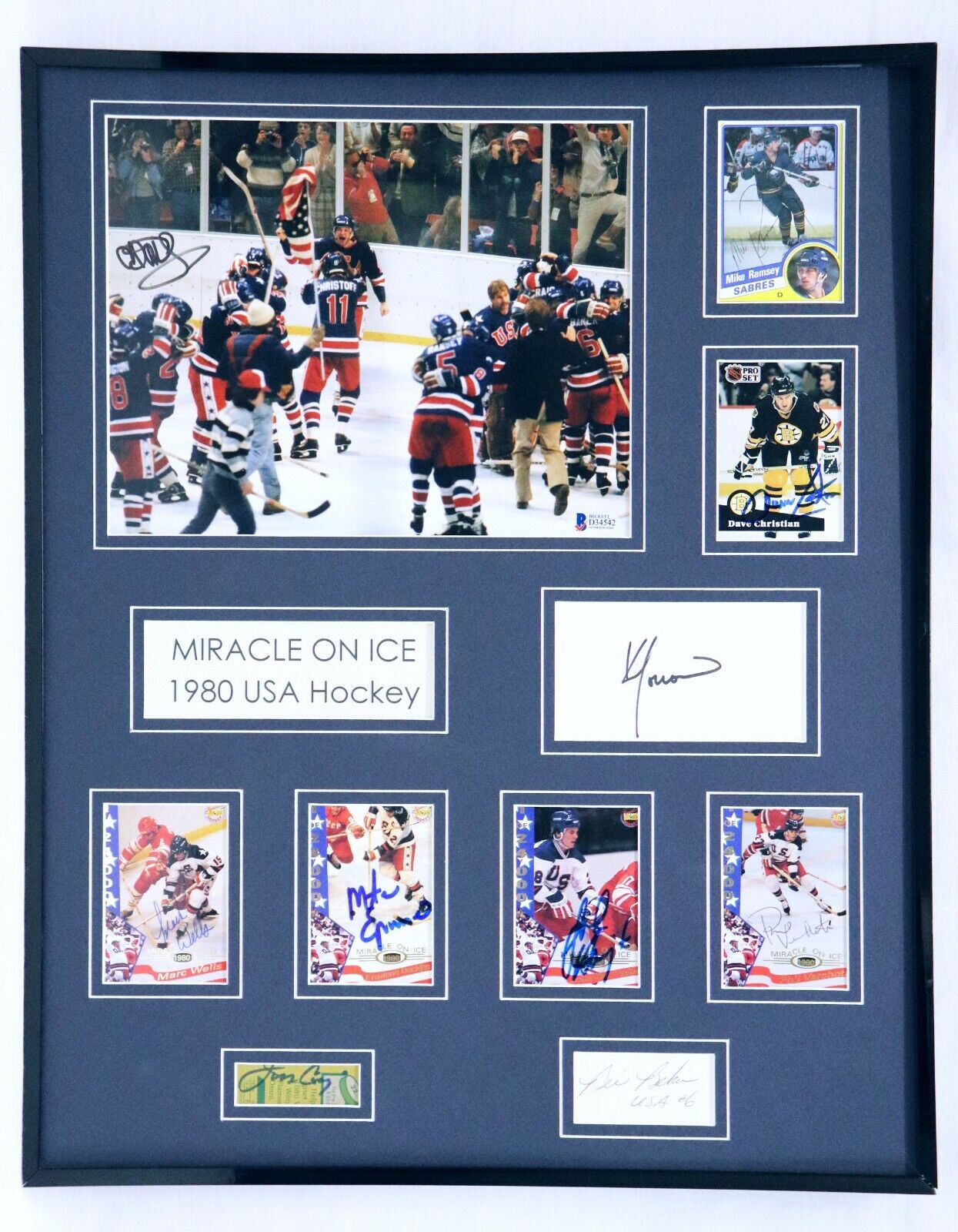 1980 Miracle on Ice USA Hockey Team Signed Framed Photo Set BAS w/ Al Michaels