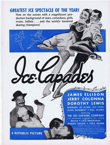 Ice Capades ORIGINAL Vintage 1941 9x12 Industry Ad James Ellison Jerry Colonna